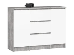 Comoda Clássica K100 2 Portas 3 Gavetas Beton/Branco