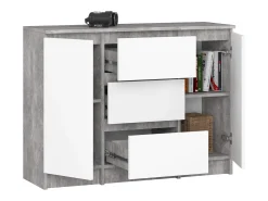 Comoda Clássica K100 2 Portas 3 Gavetas Beton/Branco