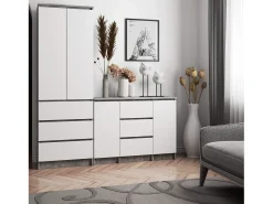 Comoda Clássica K100 2 Portas 3 Gavetas Beton/Branco