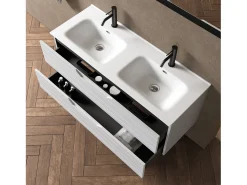 Composição de 5 peças banheira dupla SOLMIRA branco mate