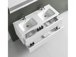 Composição de lavatório duplo 5 peças VENERE branco mate