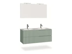 Composição de lavatório duplo 5 peças VENERE verde sálvia