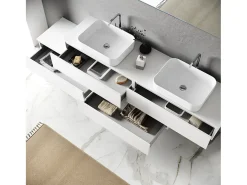 Composição de lavatório duplo de 9 peças ASTRA branco
