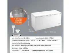 Congelador Horizontal SucceBuy de 488 L com 4 Cestos