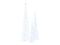 Conj. cones decorativos c/ LEDs azuis acrílico 30/45/60 cm