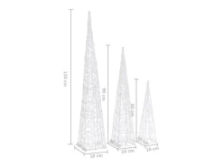 Conj. cones decorativos c/ LEDs azuis acrílico 60/90/120 cm
