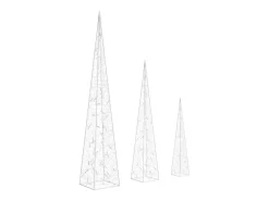 Conj. cones decorativos c/ LEDs azuis acrílico 60/90/120 cm