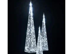 Conj. cones decorativos c/ LEDs branco frio acrílico 30/45/60cm