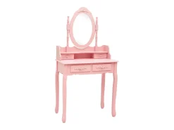 Conj. toucador com banco 75x69x140 cm madeira paulownia rosa