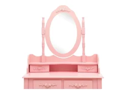 Conj. toucador com banco 75x69x140 cm madeira paulownia rosa