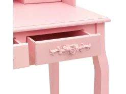 Conj. toucador com banco 75x69x140 cm madeira paulownia rosa