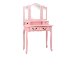 Conj. toucador com banco 80x69x141 cm madeira paulownia rosa