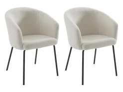 Conjunto 2 cadeiras apoios de braço bouclé tecido creme e metal MORONI de Pascal MORABITO