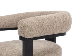 Conjunto 2 cadeiras apoios de braço tecido bouclé e madeira hévea taupe e preto LIVELIA