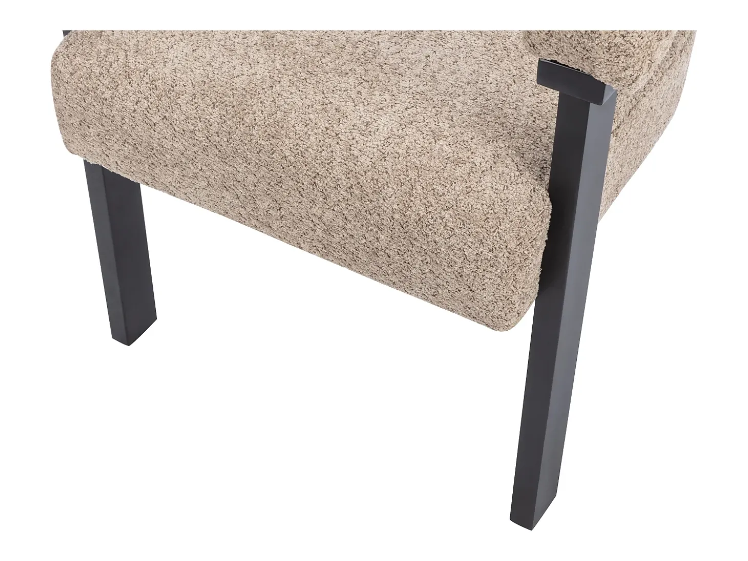 Conjunto 2 cadeiras apoios de braço tecido bouclé e madeira hévea taupe e preto LIVELIA