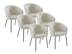 Conjunto 6 cadeiras apoios de braço bouclé tecido creme e metal MORONI de Pascal MORABITO