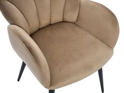 Conjunto 2 cadeiras com apoios de braço veludo e metal preto cor bege - LANSENA