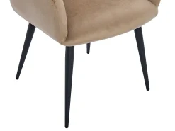 Conjunto 2 cadeiras com apoios de braço veludo e metal preto cor bege - LANSENA