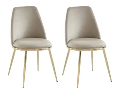 Conjunto 2 cadeiras estilo art déco revestimento de veludo e metal dourado bege NEBINA de Pascal Morabito