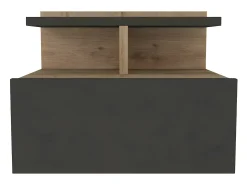 Conjunto 2 mesas cabeceira suspensas com 1 gaveta e 1 prateleiras natural antracite AZELNO