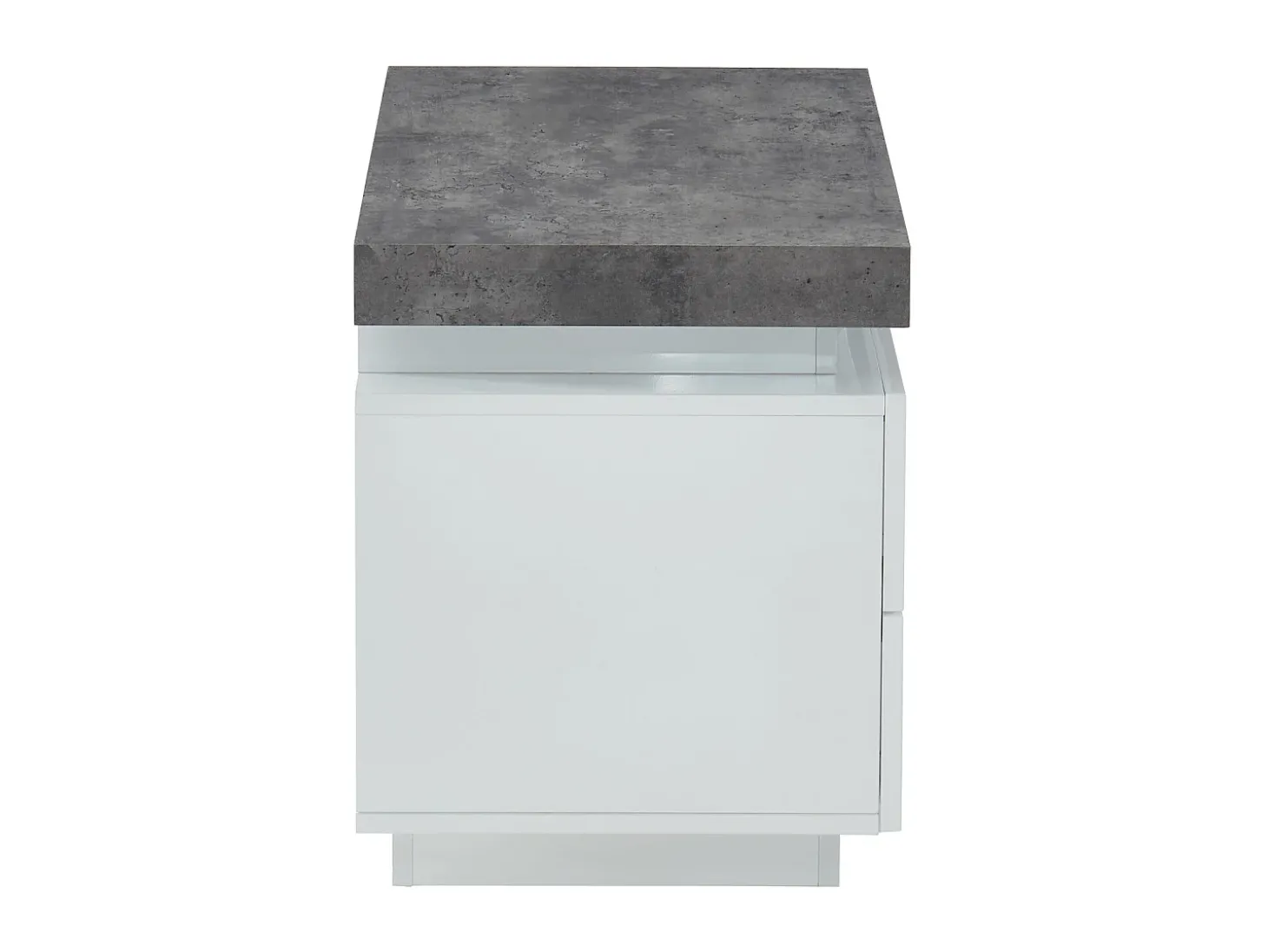 Conjunto 2 mesas de cabeceira 2 gavetas LEDs MDF lacado a branco e cinza cimento - HALO II