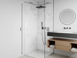 Conjunto 2 painéis de parede de duche efeito mármore branco alumínio 2xC90xA210 cm ENEKO