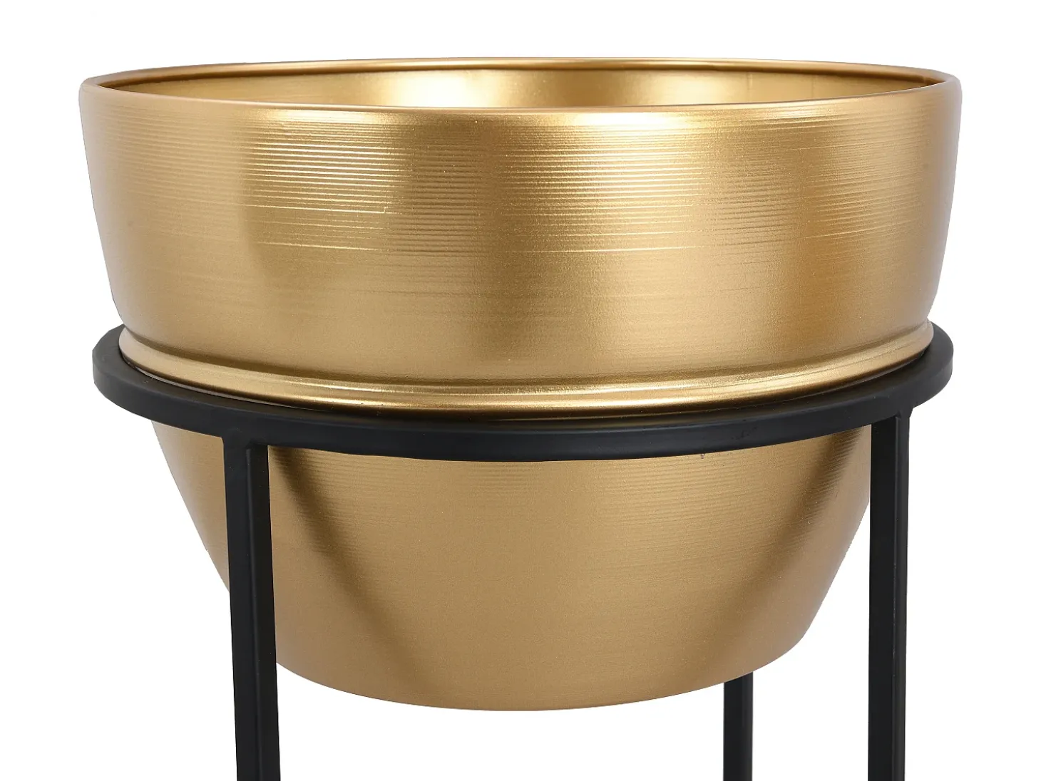 Conjunto 2 vasos de ornamentação suporte em metal D25 cm e D30 cm, dourado e preto NABA