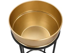Conjunto 2 vasos de ornamentação suporte em metal D25 cm e D30 cm, dourado e preto NABA