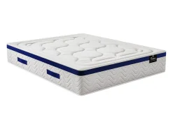 Conjunto 160 x 200 cm sommier arrumação natural claro + colchão híbrido molas ensacadas MARQUIS