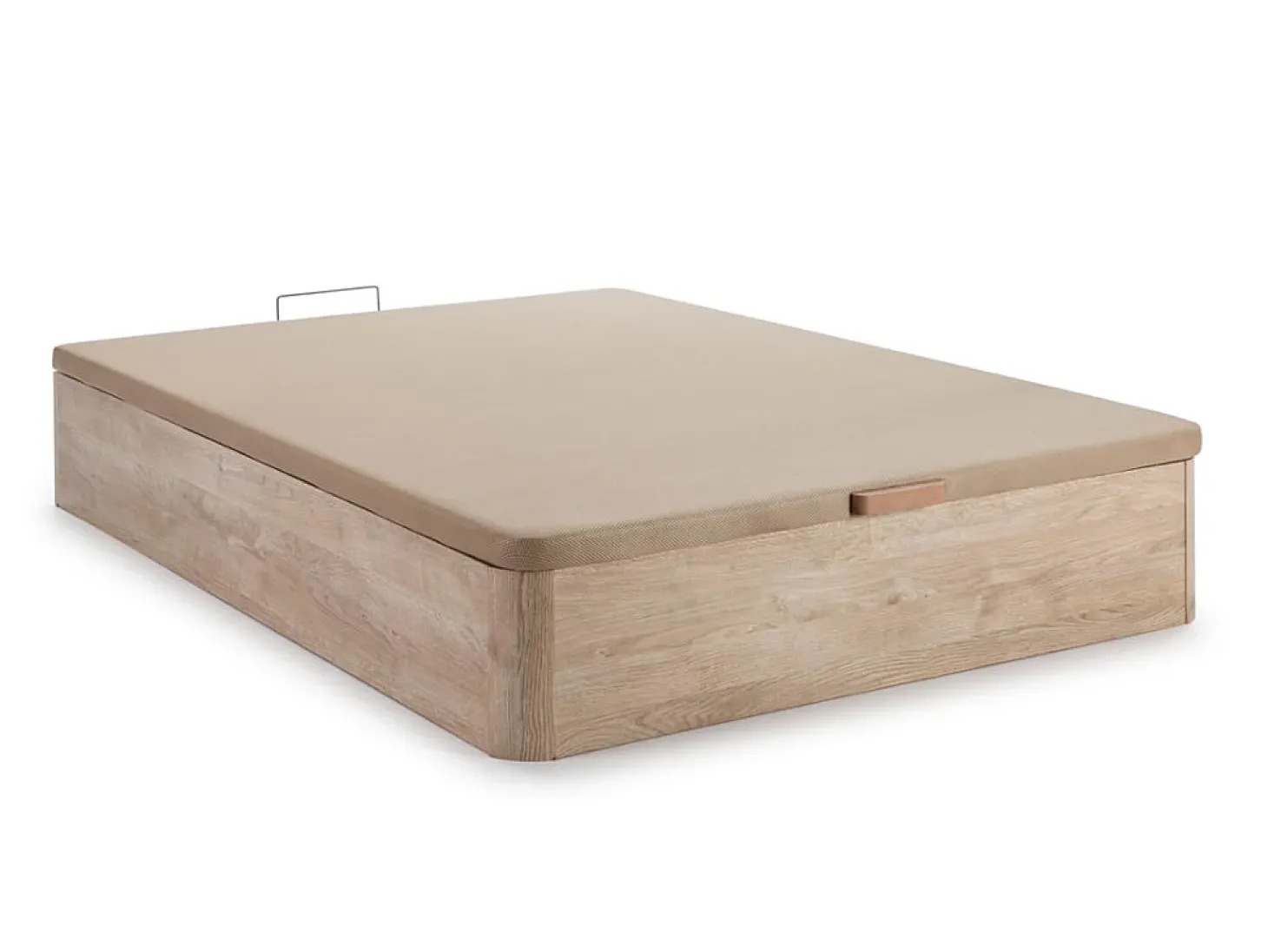 Conjunto 160 x 200 cm sommier arrumação natural claro + colchão híbrido molas ensacadas MARQUIS