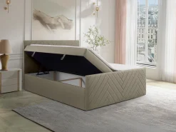 Conjunto artigos cama decorativo sommiers arrumação 160x200 cm veludo taupe MAKANA