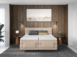 Conjunto boxspring articulado tecido bege 2x80x200 cm LODI da PALACIO