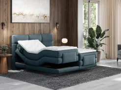 Conjunto boxspring articulado tecido azul 2 x 90 x 200 cm - LODI de PALACIO