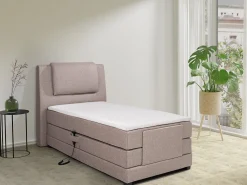 Conjunto boxspring articulado tecido bege 100x200 cm CASTEL