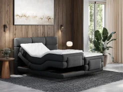 Conjunto boxspring articulado tecido antracite 2x90x200 cm LODI