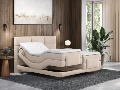 Conjunto boxspring articulado tecido bege 2x90x200 cm LODI da PALACIO