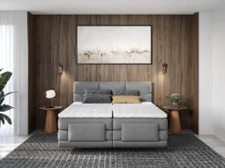 Conjunto boxspring articulado tecido cinzent-claro 2x80x200 cm LODI