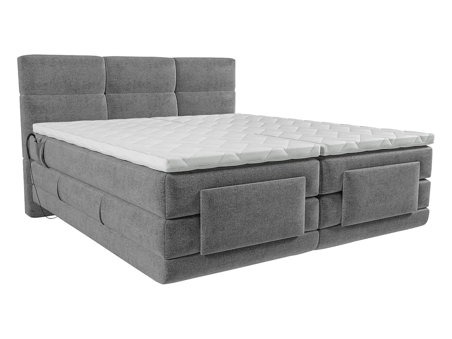 Conjunto boxspring articulado tecido cinzent-claro 2x80x200 cm LODI