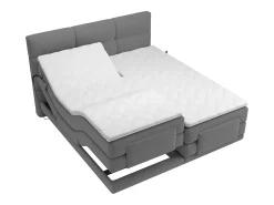 Conjunto boxspring articulado tecido cinzent-claro 2x90x200 cm LODI