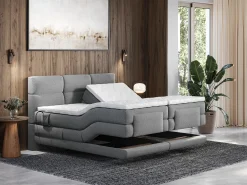 Conjunto boxspring articulado tecido cinzent-claro 2x90x200 cm LODI