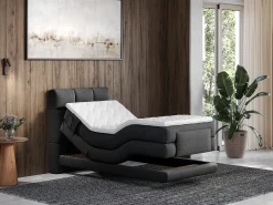 Conjunto boxspring articulado tecido antracite 100x200 cm LODI