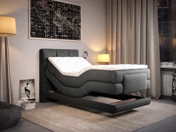 Conjunto boxspring articulado tecido antracite 100x200 cm LODI