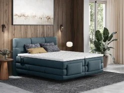 Conjunto boxspring articulado tecido azul 2 x 80 x 200 cm - LODI de PALACIO