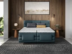 Conjunto boxspring articulado tecido azul 2 x 80 x 200 cm - LODI de PALACIO