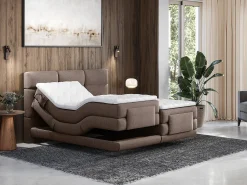 Conjunto boxspring articulado tecido castanho 2x80x200 cm - LODI de PALACIO