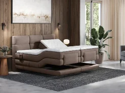 Conjunto boxspring articulado tecido castanho 2x80x200 cm - LODI de PALACIO