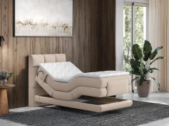 Conjunto boxspring articulado tecido bege 100x200 LODI