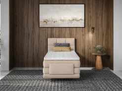 Conjunto boxspring articulado tecido bege 100x200 LODI