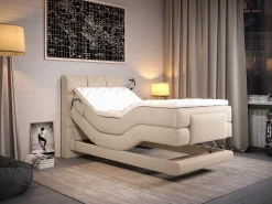 Conjunto boxspring articulado tecido bege 100x200 LODI