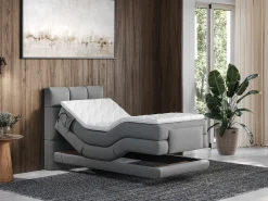 Conjunto boxspring articulado tecido cinzento-claro 100x200 cm LODI